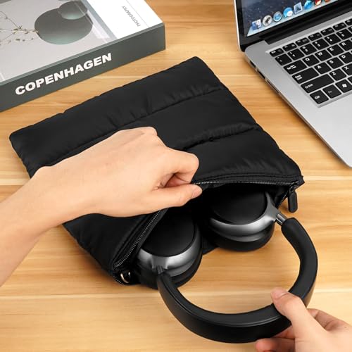 Image of Geekria NOVA Headphones Puffy Pouch, Compatible with Bose QC Ultra /45, JBL Tune 710BT, Sony WH-CH720N, Headset Carrying Bag, Soft Travel Pouch Case for Over-Ear Headphones (Black)