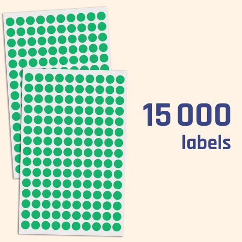 Image of 15,000 Pieces, 10 mm Round Adhesive Labels - Green