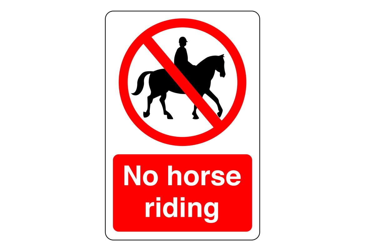 No Horse riding sign- 3mm Aluminum Dibond high-visibility and durability for indoor/outdoor usage (300mm x 200mm) Ensures Safety Within 7m Viewing Distance.