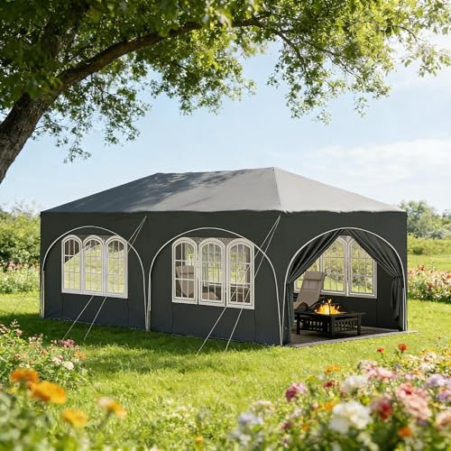 Carpa plegable de 3 x 6 m, resistente al agua, protección UV50+, con 6 paredes laterales extraíbles, altura ajustable, estructura de metal estable y tela Oxford, incluye bolsa de transporte, varios