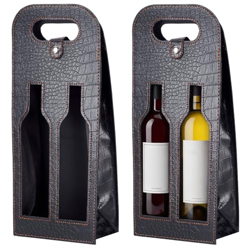 Sacs cadeaux pour bouteille de vin en cuir FREEBLOSS emballage fête x2