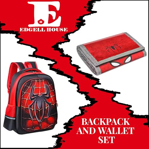 Children’s Spidey Backpack and Wallet Gift Set for Kids – 12”x16”x6” Backpack with 5”x10” Kids Wallet - Cloth School Bag for Boys and Girls - Image 3