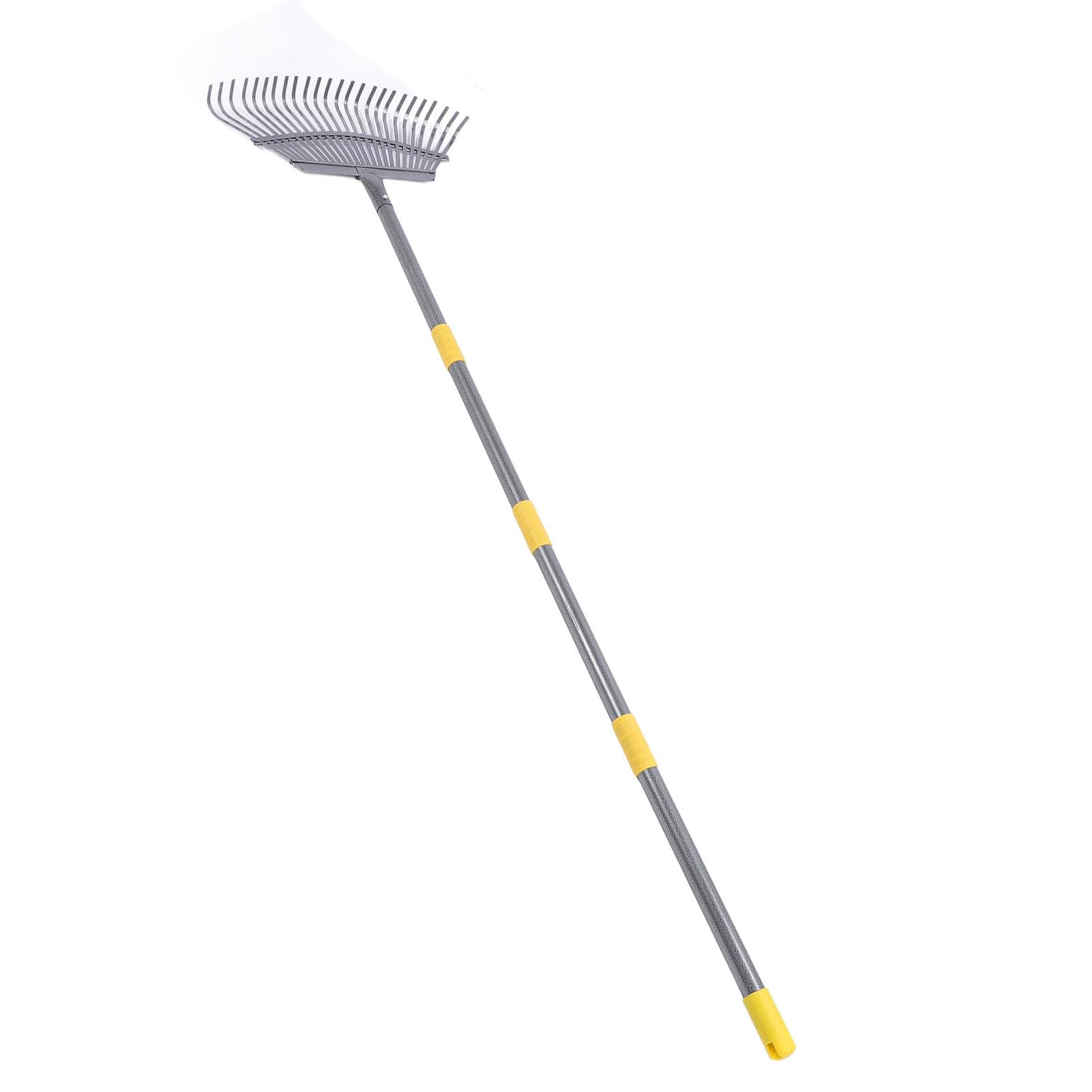 Fabater Rastrillo de Hojas, Rastrillo de Jardín de Acero Inoxidable de 25 Púas Anchas, de Jardín con Desmontable Ajustable para Macizos de Flores, Pasto, Mantillo, Hojas y Basura