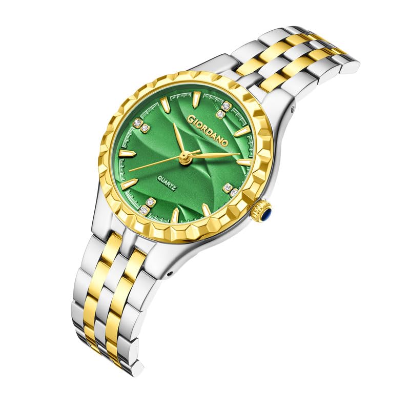 Image of Giordano Analog Quartz Watch for Women with Textured Round Dial, Luminous Hands and Markers, Stainless Steel Strap - GZ-60164