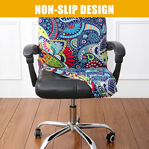 Smiry Stretch Printed Computer Office Chair Covers, Soft Fit Universal Desk Rotating Chair Slipcovers, Removable Washable Anti-Dust Spandex Chair Protector Cover With Zipper (Large, Paisley) #TOP1
