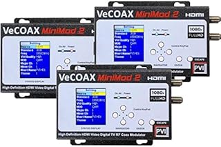3 PACK VECOAX MINIMOD-2 | HDMI TO COAX MODULATOR to distribute your hdmi video sources to all TVs as HD Channels over existing tv coax cables