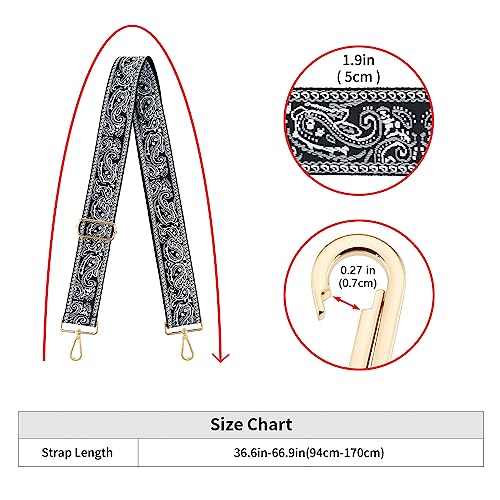 Image of Wide Shoulder Strap Adjustable Replacement Belt Guitar Style Crossbody Bag Handbag Strap Multicolor Canvas Straps(Wide:2in)(Color44)