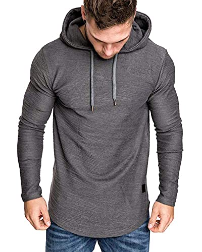 Image of Lexiart Mens Cotton Hoodies Pullover Sport Muscle Workout Shirts