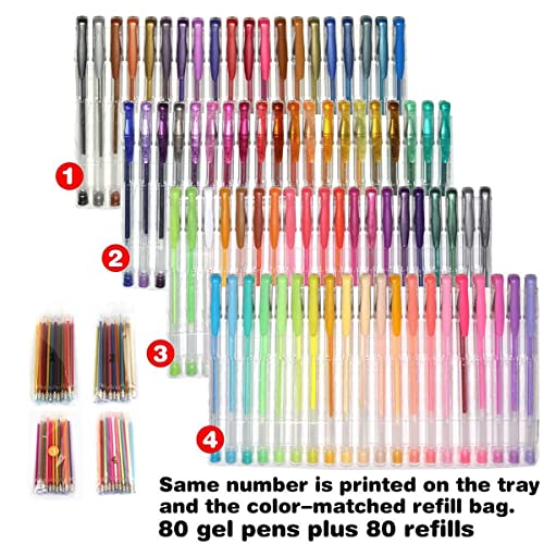 Smart Color Art 160 Colors Gel Pens Set 80 Gel Pen With 80 Refills For Adult Coloring Books Drawing Painting Writing Doodling #TOP1
