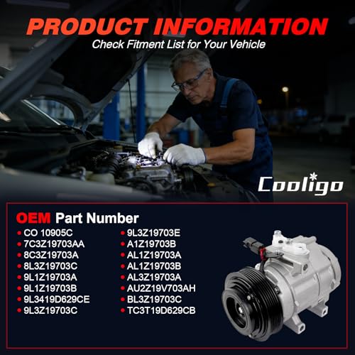 Image of AC Compressor with Clutch Compatible with Ford F-150 Expedition 2007-2014