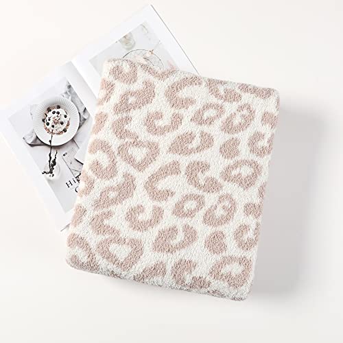 Leopard Knitted Throw Blanket Super Soft Cozy Warm Microfiber Leopard Print Blanket 50"X60"Lightweight Fluffy Reversible Beige Cheetah Print Blanket For Couch Sofa Bed Travel #TOP1