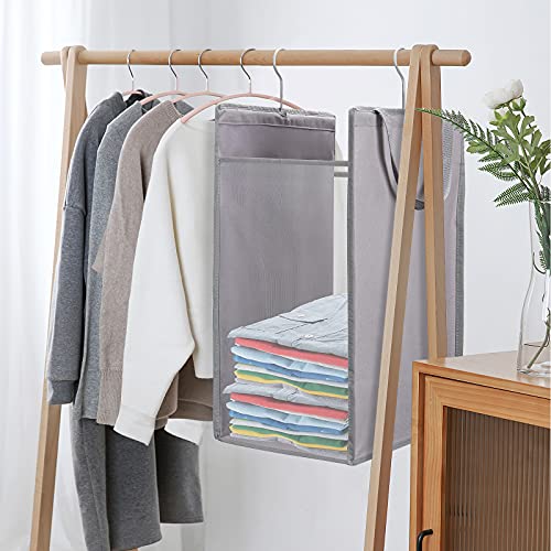 Fentec Hanging Laundry Hamper, Hanging Laundry Basket, Slim Laundry Hamper Bag With Handles, Portable Hanging Closet Hamper, Mesh Heavy Duty Hanging Laundry Bag Grey 2 Pack #TOP1