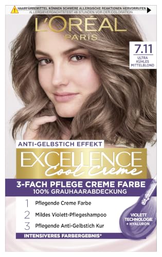 L'Oréal Paris Permanente Haarfarbe mit ultra kühlem Farbergebnis, 100% Grauhaarabdeckung, Set mit Coloration, Shampoo und Pflegecreme… – Ansicht 2