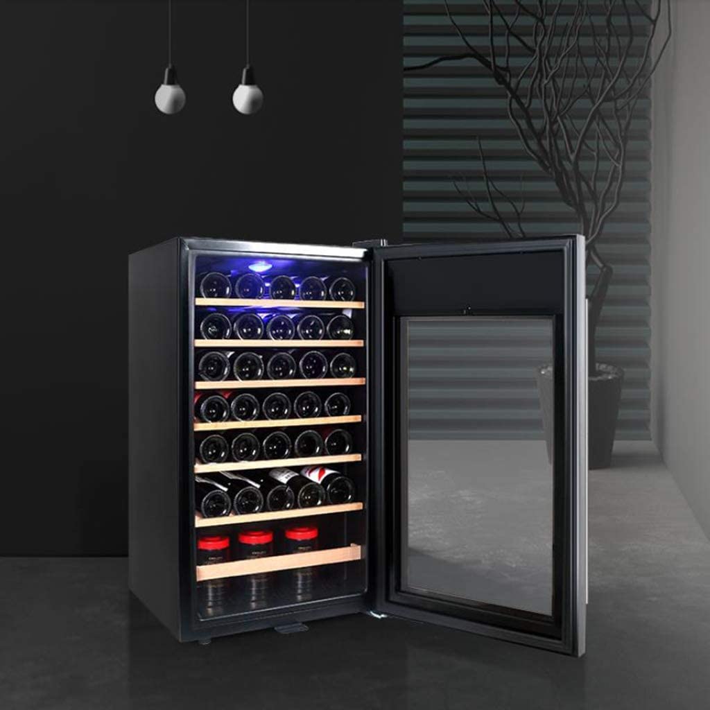 Bodega,con Cerradura De Seguridad Puerta De Vidrio Templado Bodegas Y Enfriadores,Enfriador De Vino Independiente con Estante De Haya Extraíble