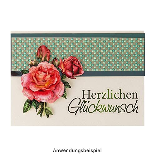 Ideen mit Herz Diamond-Painting-Lineal, mit Blumen-Raster, für runde Steine, 22,5cm x 5 cm