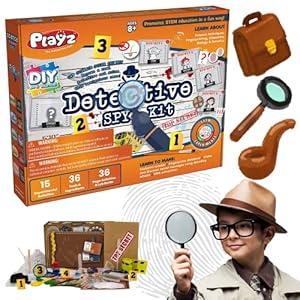 Playz Detective Spy Gear Kit for Kids – 15 Mystery & Forensic Experiment Gadgets, Science Toys, & Spy Ninja STEM…