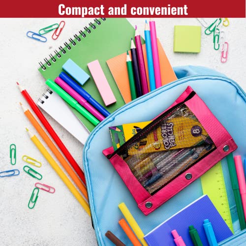 Schoolio Pencil Pouch For 3 Ring Binder | Pencil Case Colored Pink For Kids And Adults | Zipper Pencil Pouch Pen And Pencil Holder Multipurpose Binder Pouch | Special Pencil Case For All Ages. #TOP2