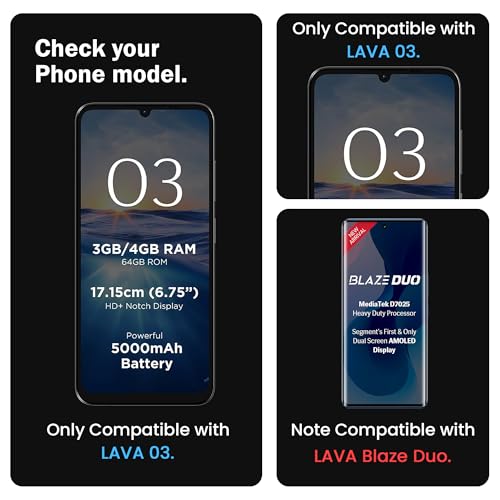 Image of ArmourPro Military-Grade Gorilla Tempered Glass for Lava O3 (6.75 Inch) With Easy Installation Kit| Edge To Edge Full Screen Coverage |Black