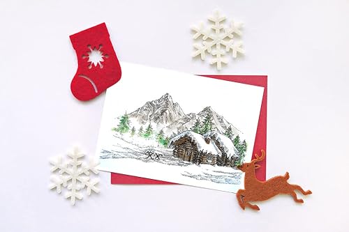 Miniatura 3 de Christmas Moutain House Sellos transparentes para hacer tarjetas y decoraciones de álbumes de fotos, fondo de paisaje de nieve, sellos transparentes