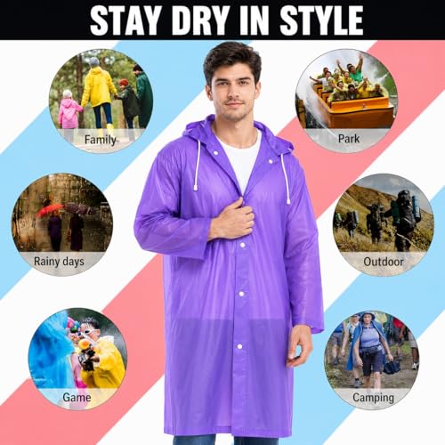Image of Raincoat for Men & Women | Reusable Hooded Rain Wear | Lightweight 140 GSM Rain Coat with Snap Buttons | Full Length Unisex Rain Coat for Travel, Bike Riding & Monsoon