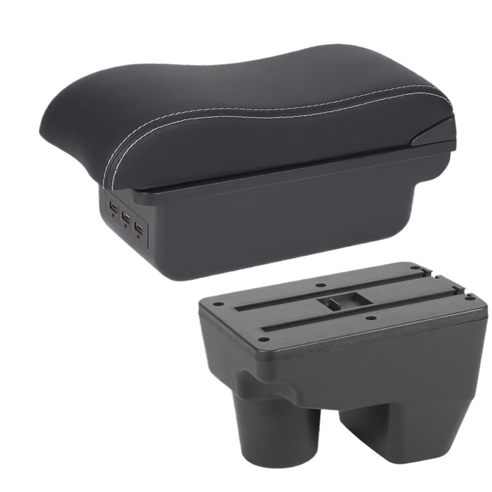 AWGNTQQ Car Armrests For Toyota For Yaris Elegant GR 2021 2022 2023 2024 2025 Car Armrest Storage Box Retrofit Accessories(B3 Black white 3USB)