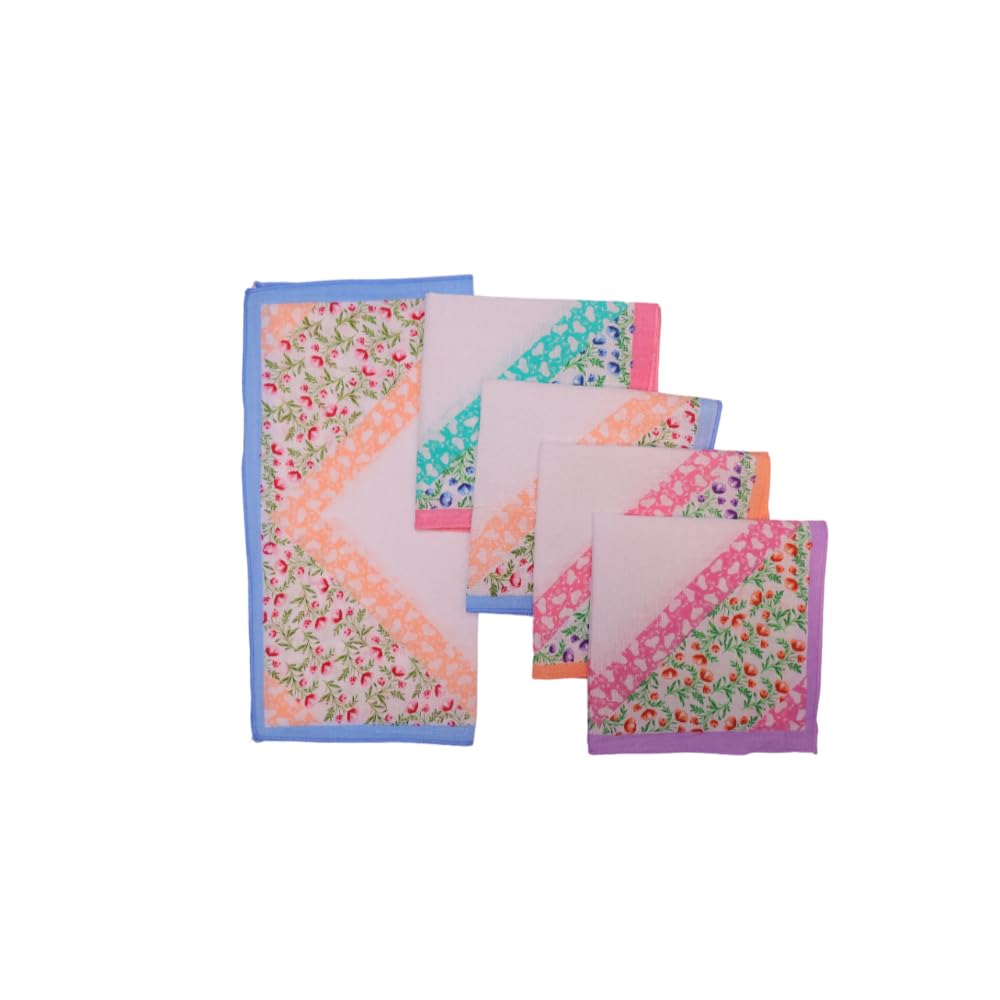 MARIA 100% Cotton Multicolor Floral Printed Women's Handkerchief | 13.5X13.5 | Ladies Handkerchief | Hanky For Women | Multi Designs-image-44