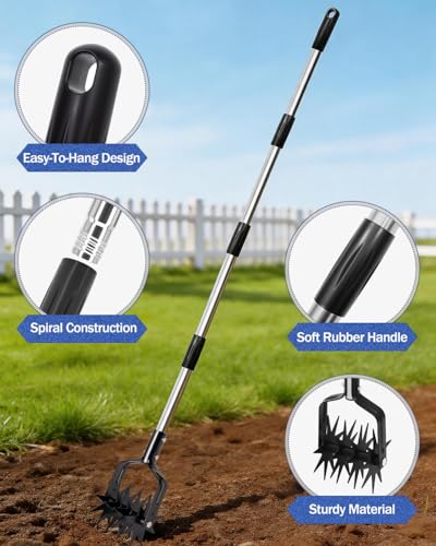 Cultivador Manual Joyhalo para Jardín con Mango Ajustable miniatura 3