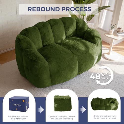 MAXYOYO Sitzsack, Floralförmige 2 Sitzer Sofa mit Memory-Foam Füllung, Weiches Kunstfell Sitzsack Giant für Wohnzimmer Schlafzimmer