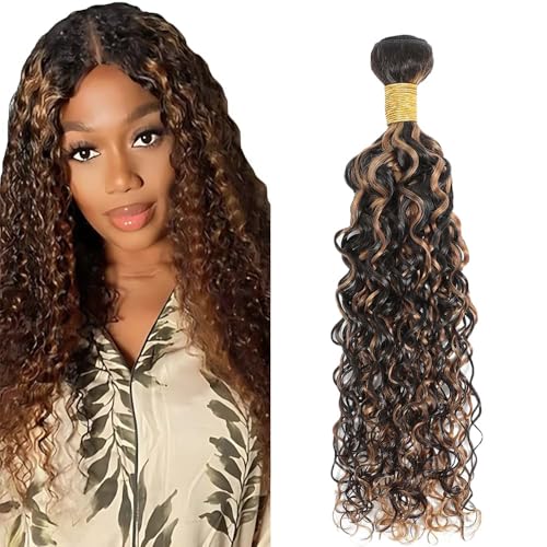 P1B/30 Highlight Brown Human Hair Bundles Curly Wave 10 Inch Dark Brown Bundles Human Hair Extension 1 Bundle Unprocessed Brazilian Virgin Hair 100G/PC