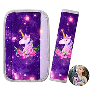 Basumee Einhorn Gurtpolster für Kinder, Blau, 2 Stück