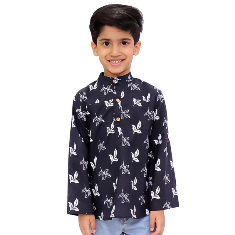 Image of superminis Boys Cotton Regular Fit Printed Kurta Shirt