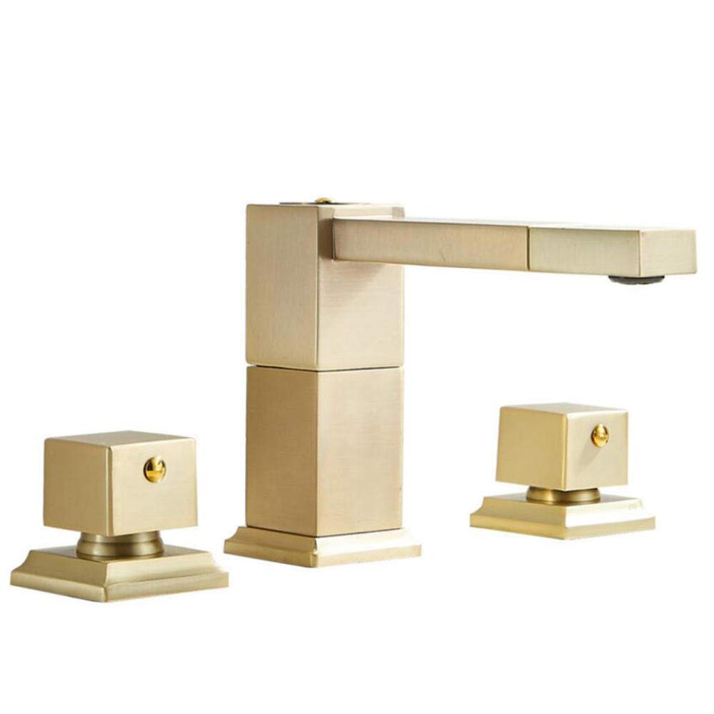 VDOQTLJT Bathroom Sink Faucet 3 Hole Brushed Gold Brass Split Type Hot and Cold Faucets