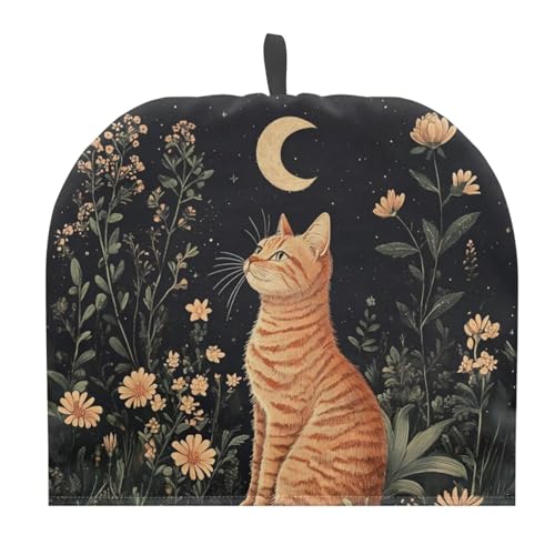 Image of Cat Leaf Tea Cosy with Hanging Loop Home Kitchen Accessory Tea Pot Dust Cover Breakfast Warmer Insulated Kettle Cover