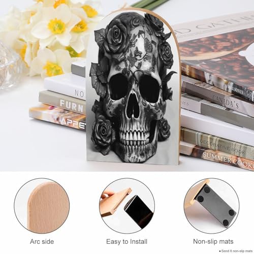 Sujetalibros de madera para evitar caídas de libros en estanterías modernas 5
