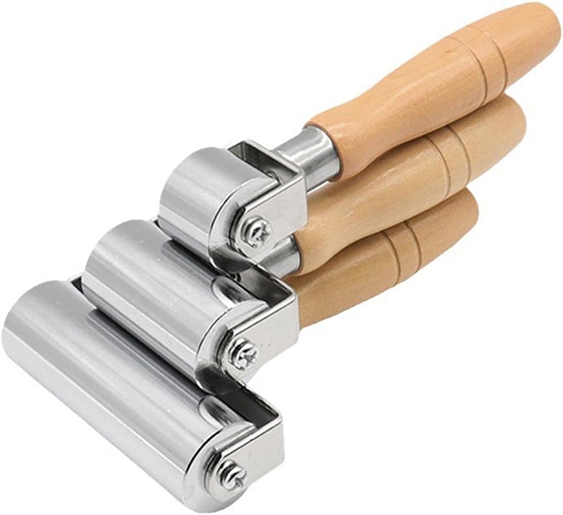 Leather Press Edge Roller Leather Glue Laminating Tool Platen Tool for Leather Working (26mm+60mm+100mm)