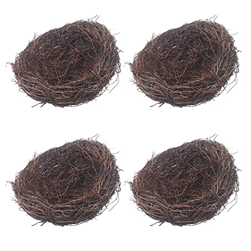 4Pack Rattan Bird Nests Handmade Bird Nest Artificial Birds Nest Ornaments For Diy Craft Tree Decoration #TOP4