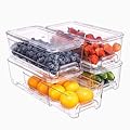 Large Fridge Organizer Drawers, 4 Pack Clear Pull-Out Refrigerator Organizer Bins, Stackable Fruit and Vegetable Storage Containers for Kitchen, Refrigerator, Pantry