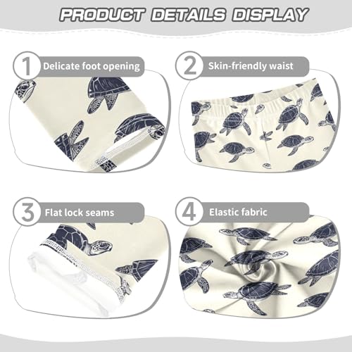 ALAZA Girls' Leggings Children's Yoga Pants Skinny Printed Dance Sea Turtle Comfortable 4T2