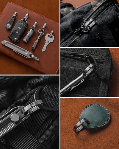 Image of FEGVE Titanium Key Chain Clip with Side-Pushing Key Ring & 2 /3inch D Ring for Car Fob Keys