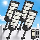 VOPHICHO Lampadaire Solaire Exterieur, 6500K Lampe Solaire Extérieure Étanche avec Détecteur de Mouvement et Télécommande, Puissant Spot Solaires Projecteur LED Extérieur Jardin Garage Rue (4 Pièces)