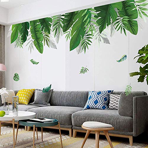 Vinilo decorativo hojas tropicales verdes, removible