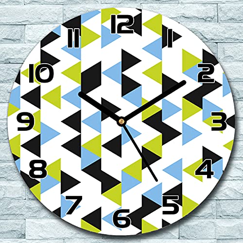 Horloge murale en verre de sécurité avec impression géométrique durable