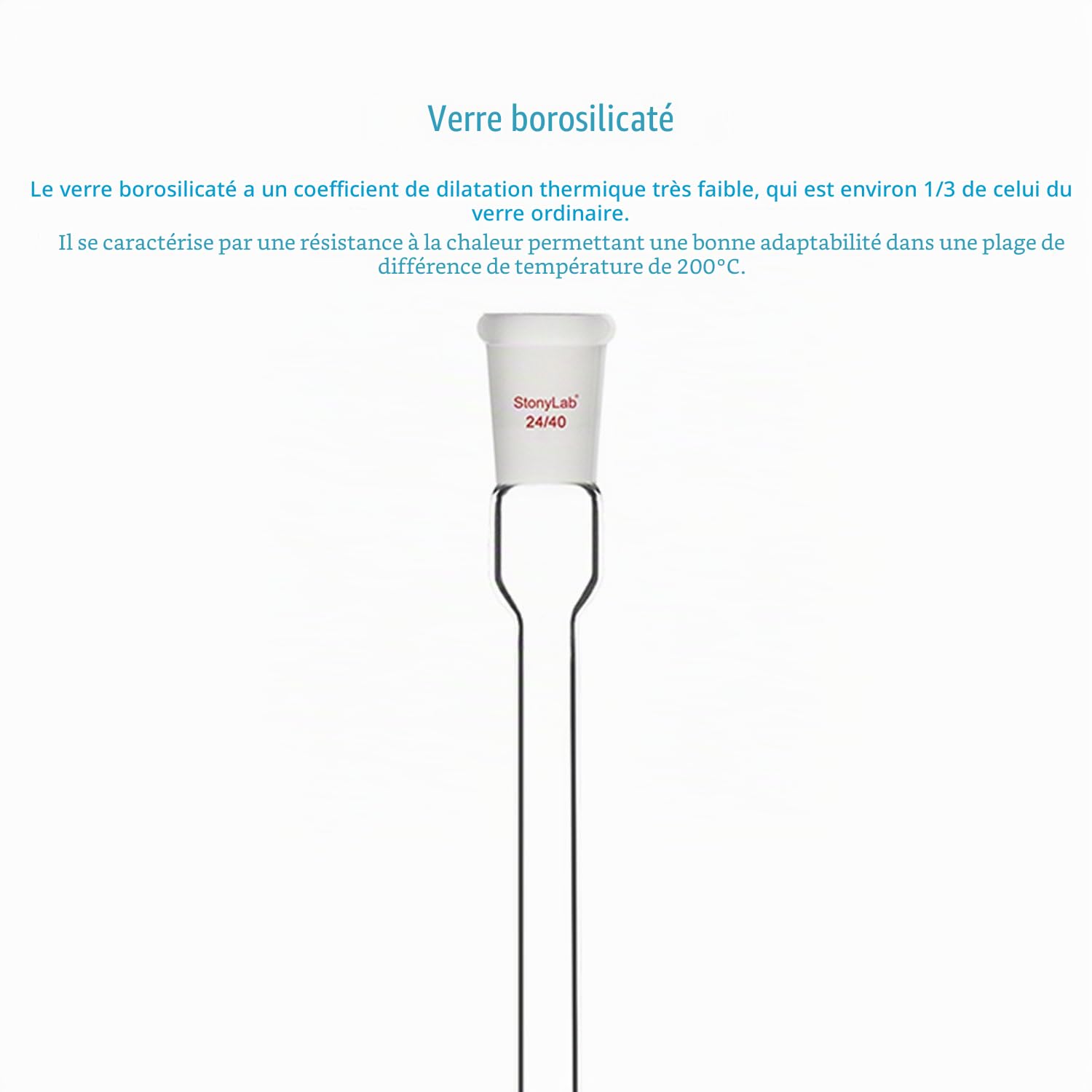 stonylab Tube de Condensation à Air, Condenseur de Reflux en Verre Borosilicaté avec Joint Standard 24/40, Longueur de Chemise 200 mm, Diamètre de 16 mm pour Expérience de Distillation