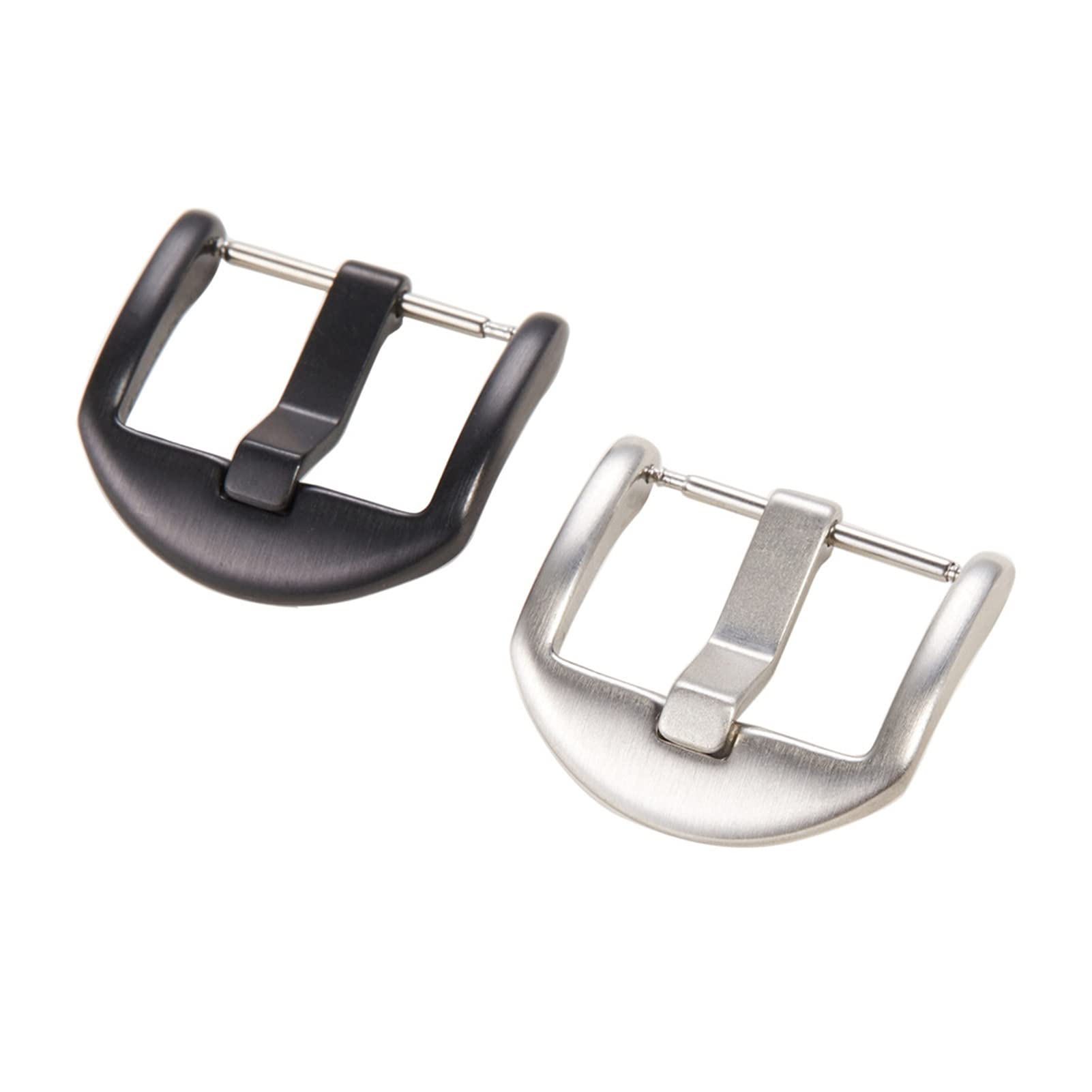 Cinturino Universale con Fibbia in Acciaio Inossidabile, con Chiusura a Doppia Faccia, Colore Nero e Argento (20 mm, Nero)