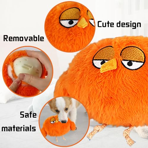 YOUYIKE Bewegendes Hundespielzeug, Hundespielzeug Beweglich Elektrisch, Interaktives Hunde Ball Spielzeug, Active Moving Pet Plush Toy for Haustier Hunde Trainingsball(Orange)