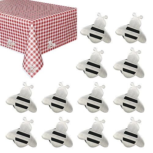 Qivine Magnetic Tablecloths Weights, Bee Shape Table Weights Table Cloth Weights Outdoor for Windy Days 12 Tablecloth Clips for Outdoor Tables