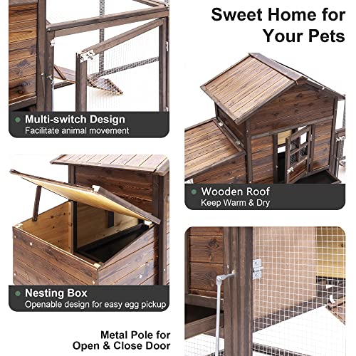 Grezjxc Chicken Coop For 4 Chickens Wooden Outdoor Hen Fence,Duck,Chicken Cage With Nesting Box & Removable Tray,Small Animal Hutch For Backyard Poultry Brown thumb #3