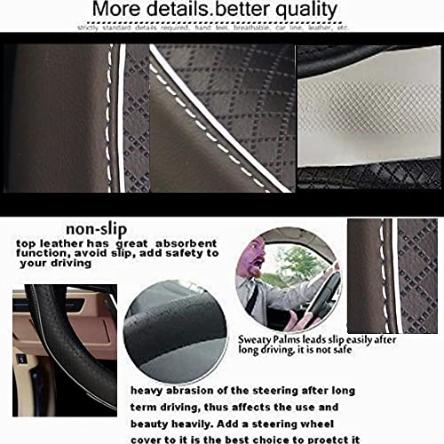 Image of Car Steering Wheel Cover, Anti-Slip, Safety, Soft, Breathable, Heavy Duty, Thick, Full Surround, Sports Style (Black with White Line)