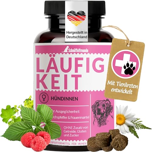 Schnüffelfreunde Läufigkeit Drops I Stressreduzierung Hund im Zyklus I scheinschwanger scheinträchtig I Funktionssnack für Hunde I mit Mönchspfeffer, Frauenmantel, Himbeerblätter (150g - ca.180 Stück)