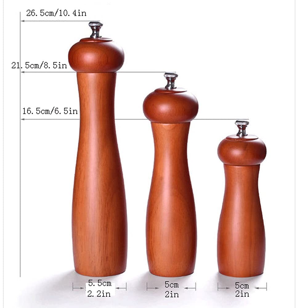 Salz und Pfeffermühle Hölzerne manuelle Pfeffermühle Salt Pepper Mühle Gewürzschleifer mit Einstellbarer Dicke 6 Zoll, 8 Zoll, 10 Zoll Pfeffermühle (Size : Small)